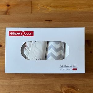 Bassinet Sheet Set - White and Gray